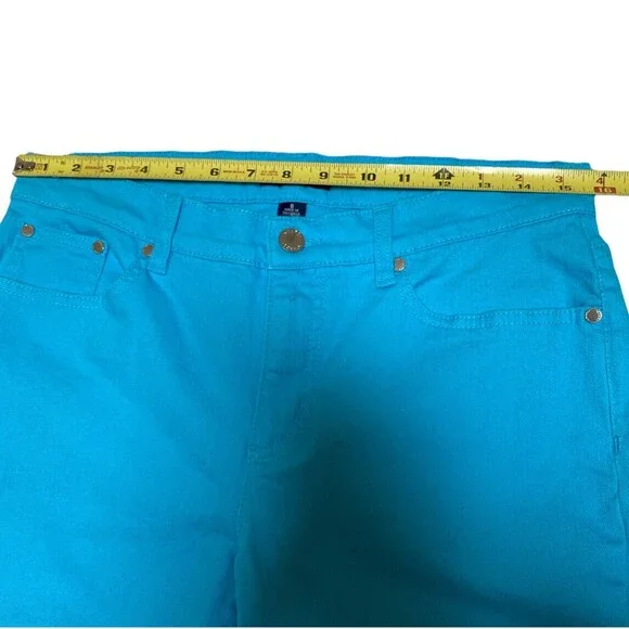 Chaps  5-Pocket Stretch Denim Capri Casual Pant - Bright Electric Blue Size 8 - Picture 3 of 7